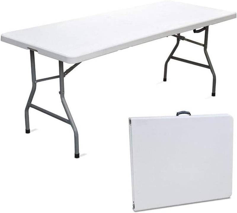 Mesa plegable FoldEase abierta y plegada en forma de maletín